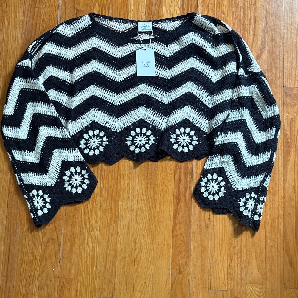 Black and White Chevron Knit Sweater